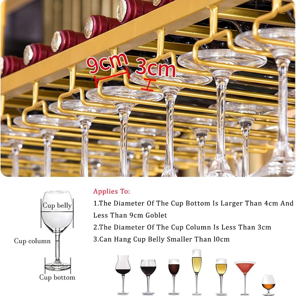 Soporte colgante de metal para copas de vino de altura ajustable, estante de techo de estilo industrial para bar, escritorio o club, organizador de copas de vino seguro y moderno
