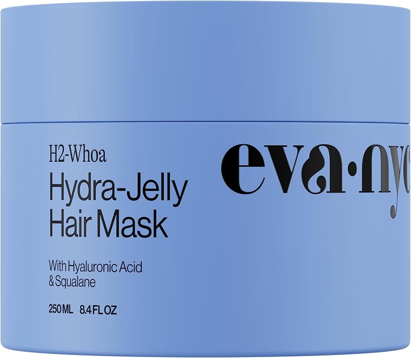 Eva NYC Hydrating Hair Mask - Infused with Castor Oil, Hyaluronic Acid and Squalane - Lightweight Treatment for Medium to Fine, Dry, Frizzy Hair - Long-Lasting Hydration - Jasmine Scent - 8.4 fl oz