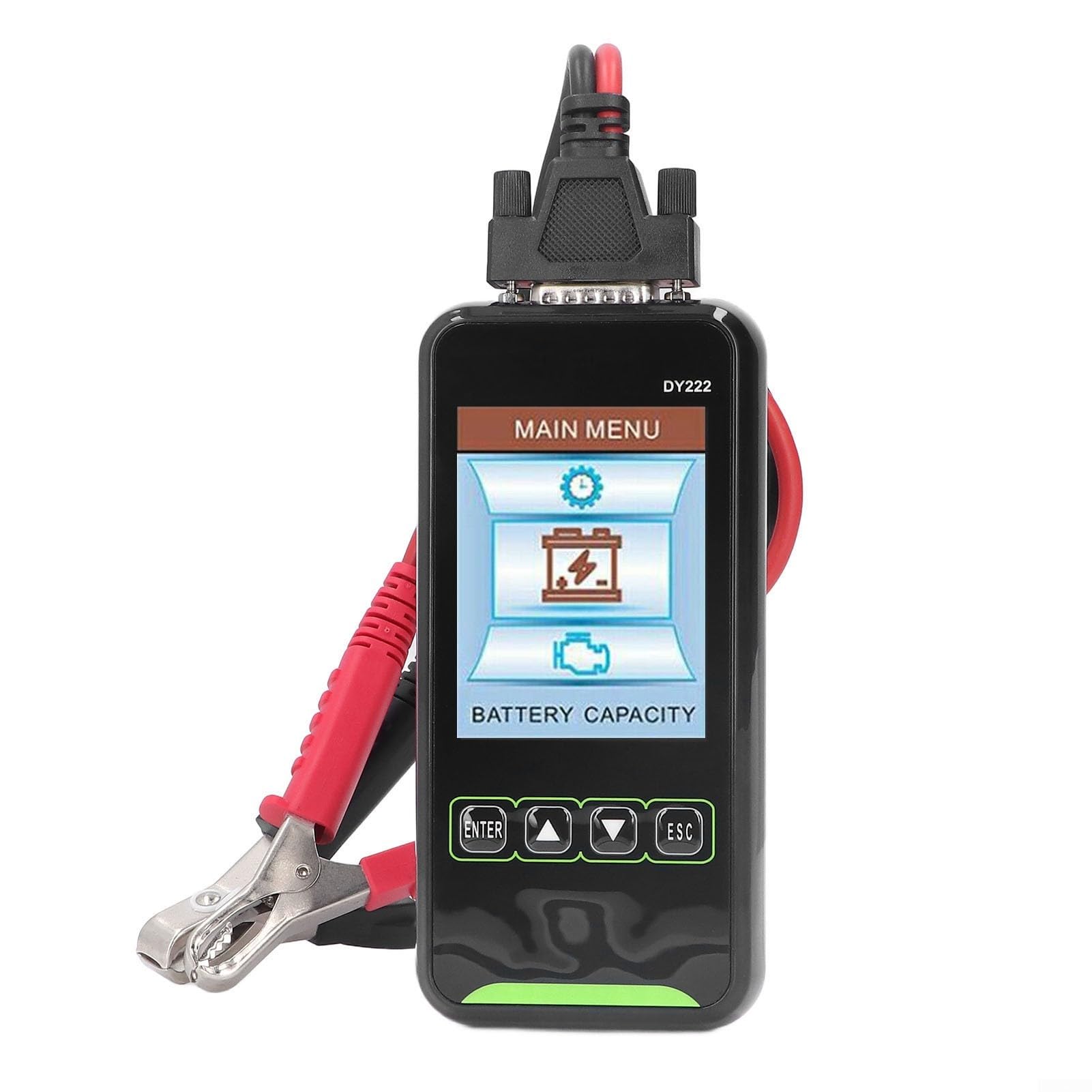 DY222 Tester per batteria del veicolo da 12 V/24 V, tester di resistenza interna con display LCD da 3,2 pollici, dispositivo diagnostico auto per avviamento, sistema di ricarica e test di capacità