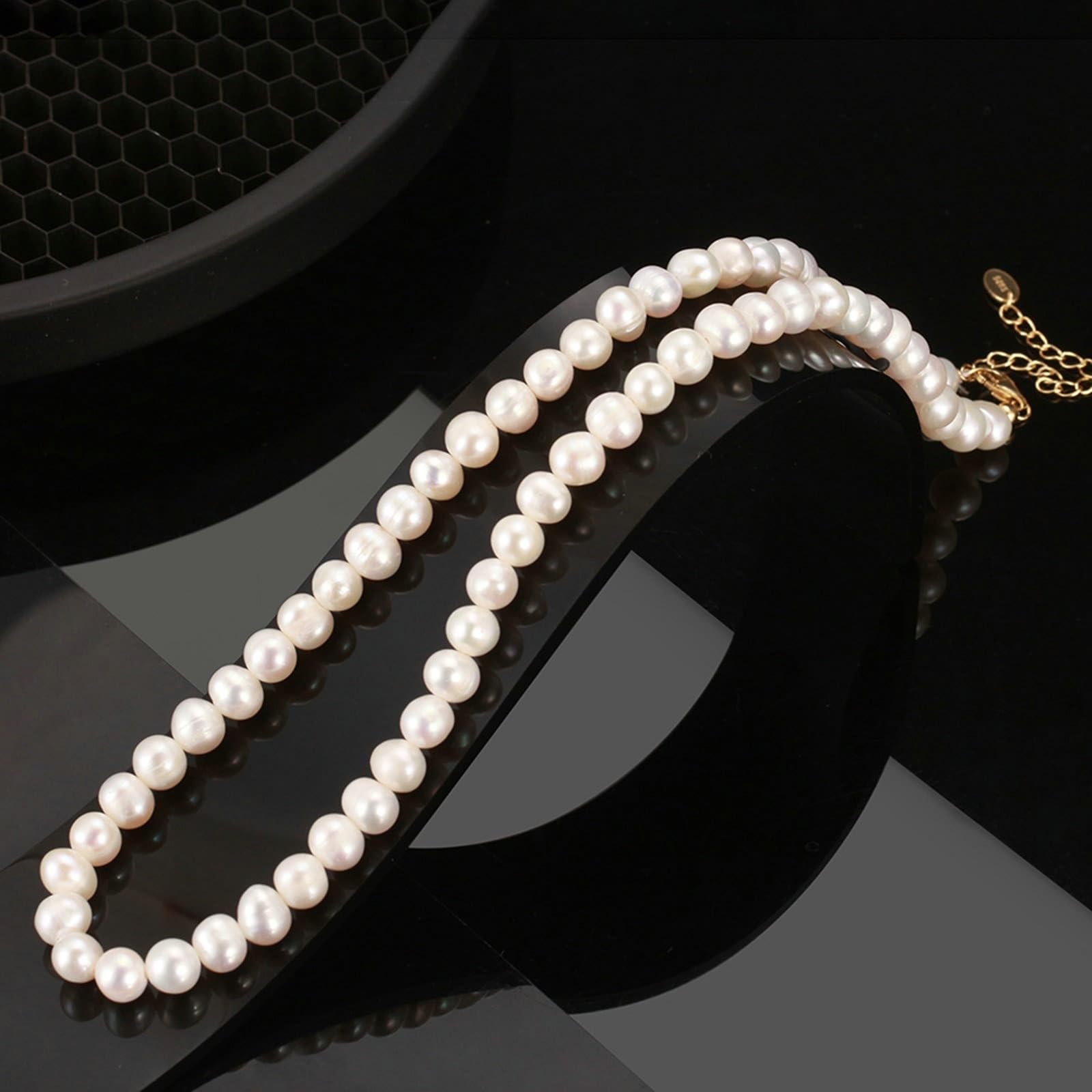 Collana da donna in oro Sterling 925, collana da donna, collana di perle, ciondolo da donna, gioielli regalo, lunghezza 45 cm, 45 cm, Argento sterling, Perla