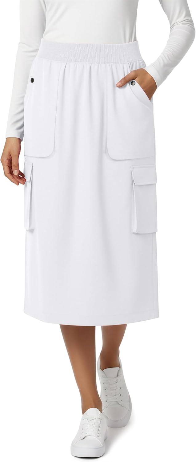 MediChic Women’s Premium Medical Uniform Skirt Set V-Neck Scrub Top & 34" Length Scrub Skirt