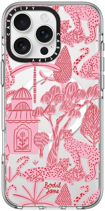 CASETiFY Clear iPhone 16 Pro Max Case [Not Yellowing / 6.6 ft. 3X Military Grade Drop Protection/Magsafe] - Cheetah Paradise Pink - Clear