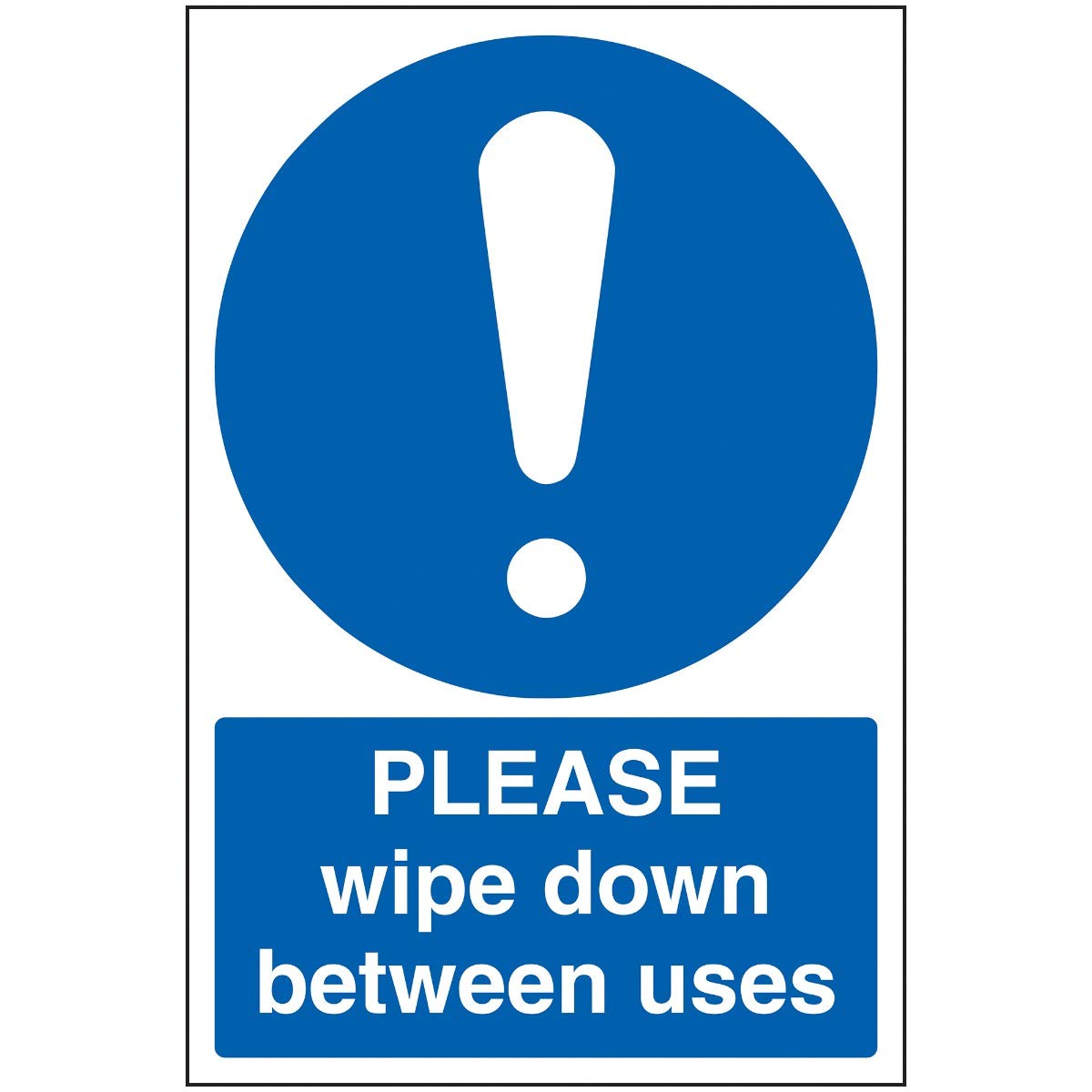 V Safety Hygiene-Schild 'Wipe Down Equipment' | Selbstklebend, 200x300 Mm | Für Arbeitsplatz & Geräte