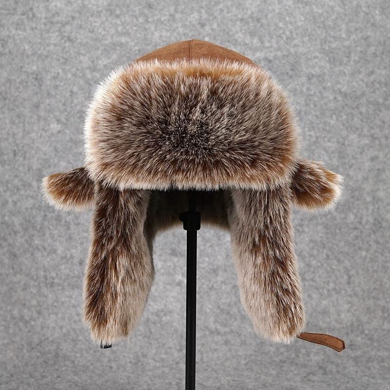 Cappello da trapper invernale unisex da uomo Cappello caldo da donna Spessa morbida protezione per le orecchie con paraorecchie in morbida pelliccia sintetica per pattinaggio all'aperto, sci o