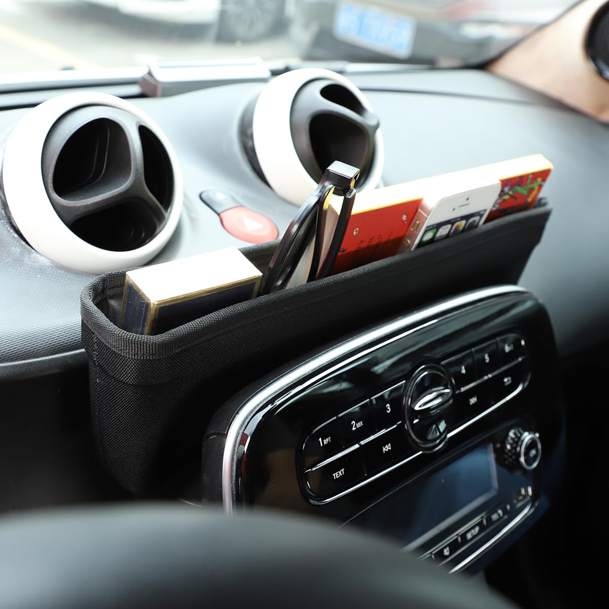 Mittelkonsolen-Aufbewahrungsbox für Smart 453 Fortwo/Forfour 2015-2021 Organizer-Tasche Oxford-Stoff Konsolen-Zubehör Aufbewahrung für Handys Schlüssel Karten Münzen