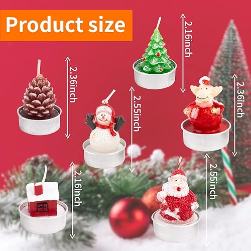 Miniatura 2 de 6 velas grandes de Navidad con aroma a Papá Noel velas de té blanco velas de copo de nieve para árbol de Navidad regalos para decoración de Navidad