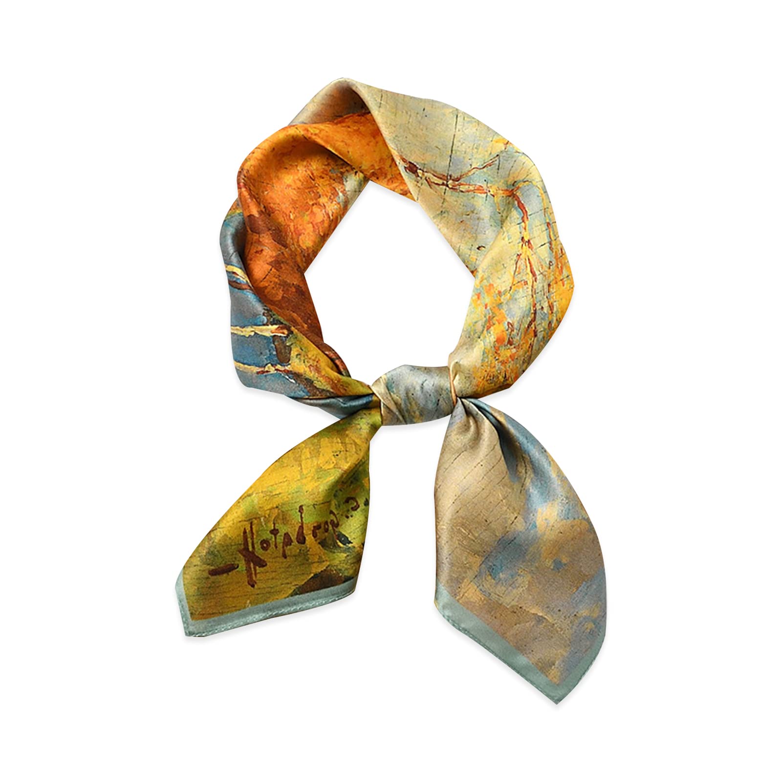 ALANIZ Bufandas de mujer, bufandas de seda for mujer, bufandas cuadradas con estampado de pata de gallo y flores, bufandas pequeñas de satén, pañuelos for el cuello, bandanas for el pelo, 70 × 70 cm