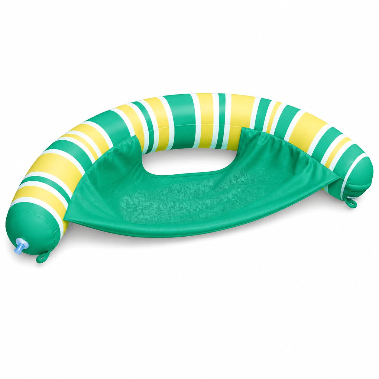 Inflatable Pool Float Lounger with Mesh Seat, U-Shaped Tropical Print PVC Floating Chair for Swimming Pool, Pink (Style 7)