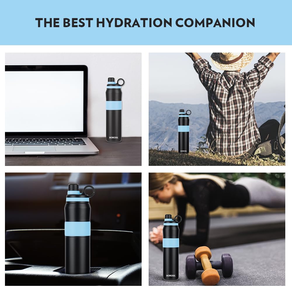 Borosil Hydra Thirst Burst Arctic 800 ml Stainless Steel Water Bottle | Double Wall Vacuum Insulated Flask | 12 Hours Hot & Cold | Ideal for Personal & Corporate Gifting | 1 Year Warranty — Amazon image 7