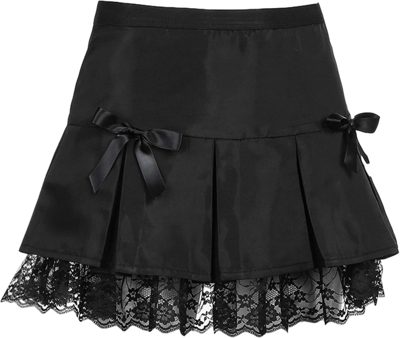 Women Lace Patchwork Mini Pleated Skirts High Waist Lace Up Ruffle Short Skirts Harajuku Goth Skirt - Image 3