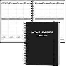 Heveboik Income & Expense Log Book - A4 Income and Expense Tracker for Small Business, Accounting Bookkeeping Tracking for Woman and Man, 8" x 10.5", Black