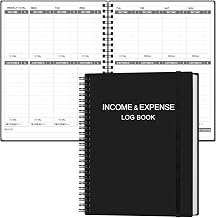Heveboik Income & Expense Log Book - A4 Income and Expense Tracker for Small Business, Accounting Bookkeeping Tracking for Woman and Man, 8" x 10.5", Black