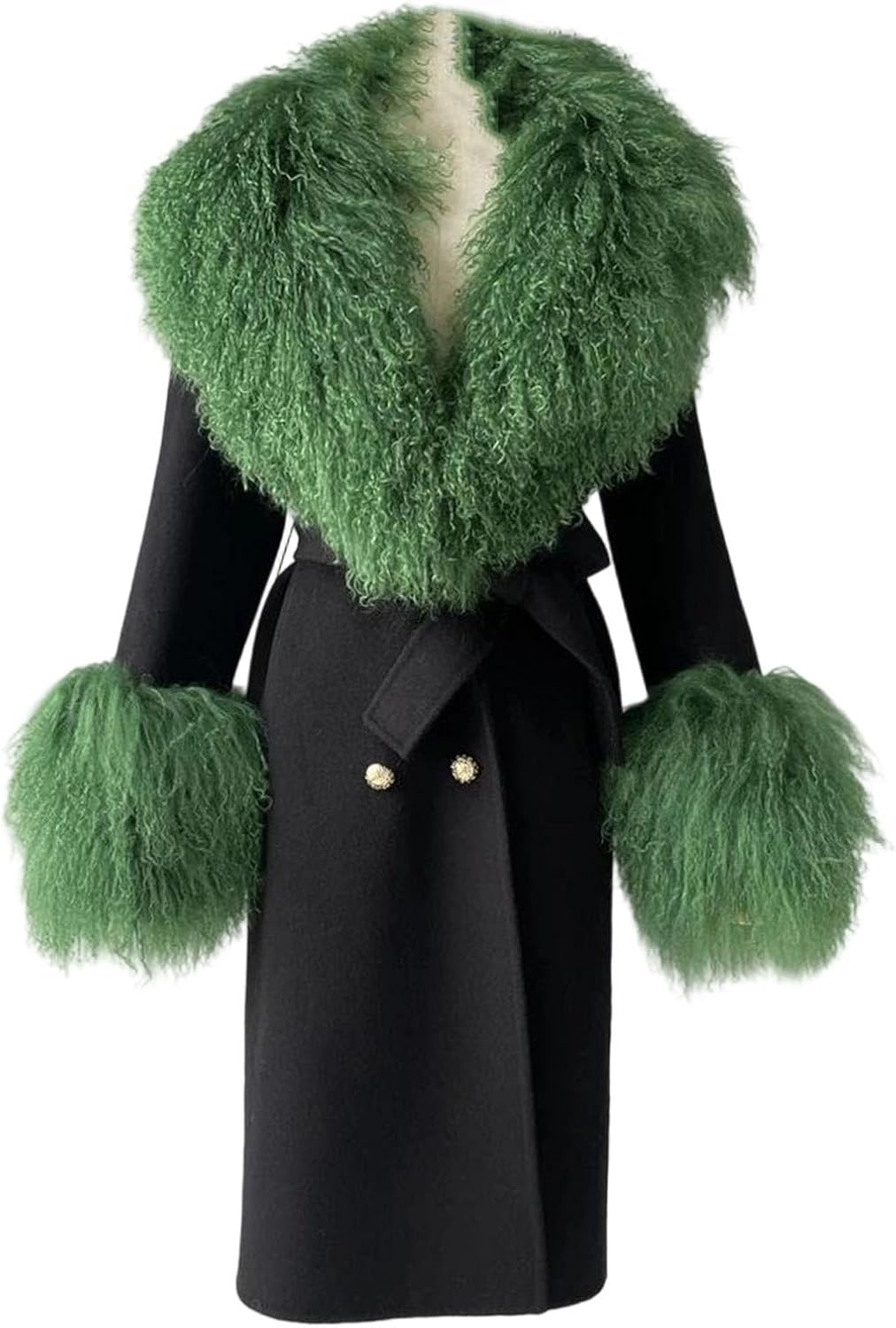 Women's Casual Trench Coat Slim Fit Turn-Down Collar Double Breasted Jacket