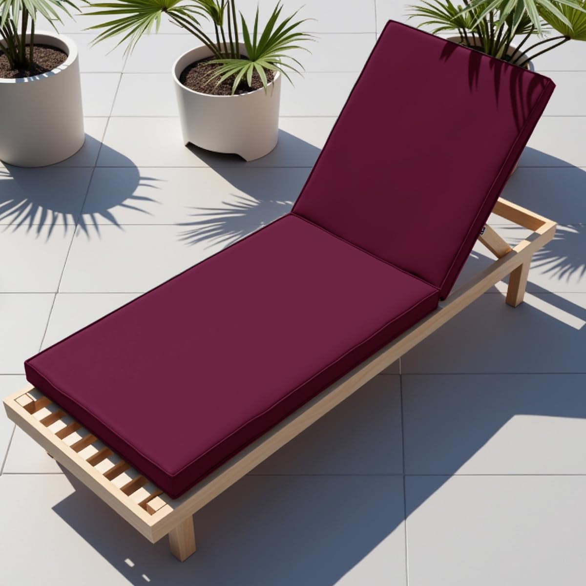 WLXFF Waterproof sun lounger cushion 5/8CM Thick garden chair cushions with backs steamer chair cushions With Zip Sun Lounger Replacement Cushion sunbed cushions for sun loungers,NO10,193X56X10CM