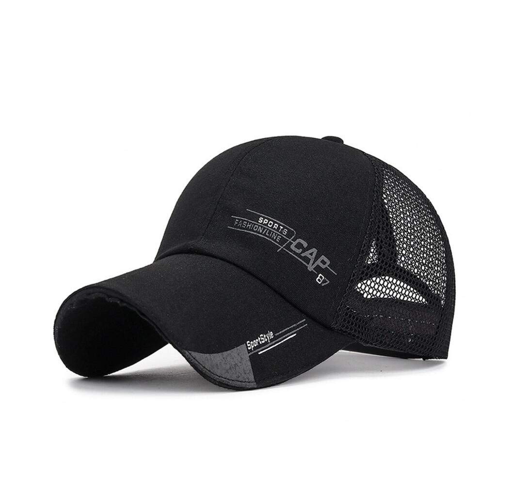 XibeiTrade Unisex Summer Baseball Cap Men Women Sports Outdoor Canvas Mesh Breathable Hat (Black)