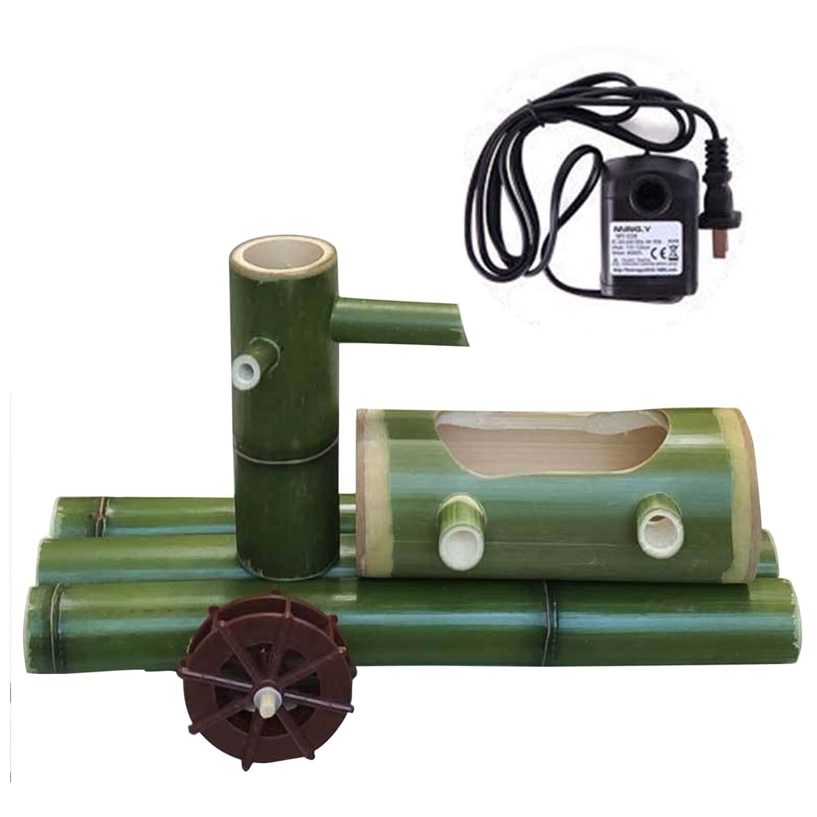 asdchZen Bamboo Fountain Kit,Fountain Bamboo Water Fountain With Pump Backyard Pond Kit,Waterwheel Feng Shui Wheel,Bamboo Flowing Water Ornaments Bamboo,40Cm