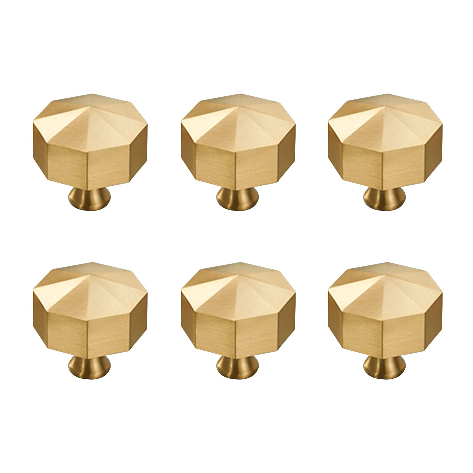 Poignées d'armoires Poignées de tiroirs, 6 Pcs Brass Door Knobs,Solid Furniture Drawer knobs Mushroom Shape Pull Handle Cabinet Knob with Screw,for Kitchen Bathroom Bedroom,(28mm)