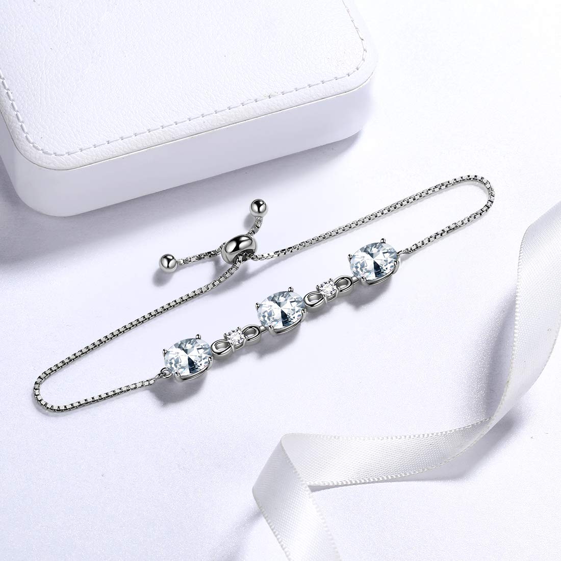 Aurora Tears 925 Sterling Silver 12 Birthstones Necklace/Earring/Ring/Bracelet Women Birthstone Pendant Crystal Fashion Birthday Jewelry Christmas Gift for Girls Women - Image 5