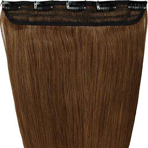 s-noilite 20" 50g 3/4 Full Head 1 Piece 5 Clips Clip in Remy Human Hair Extensions Silky Straight #6 Light Brown