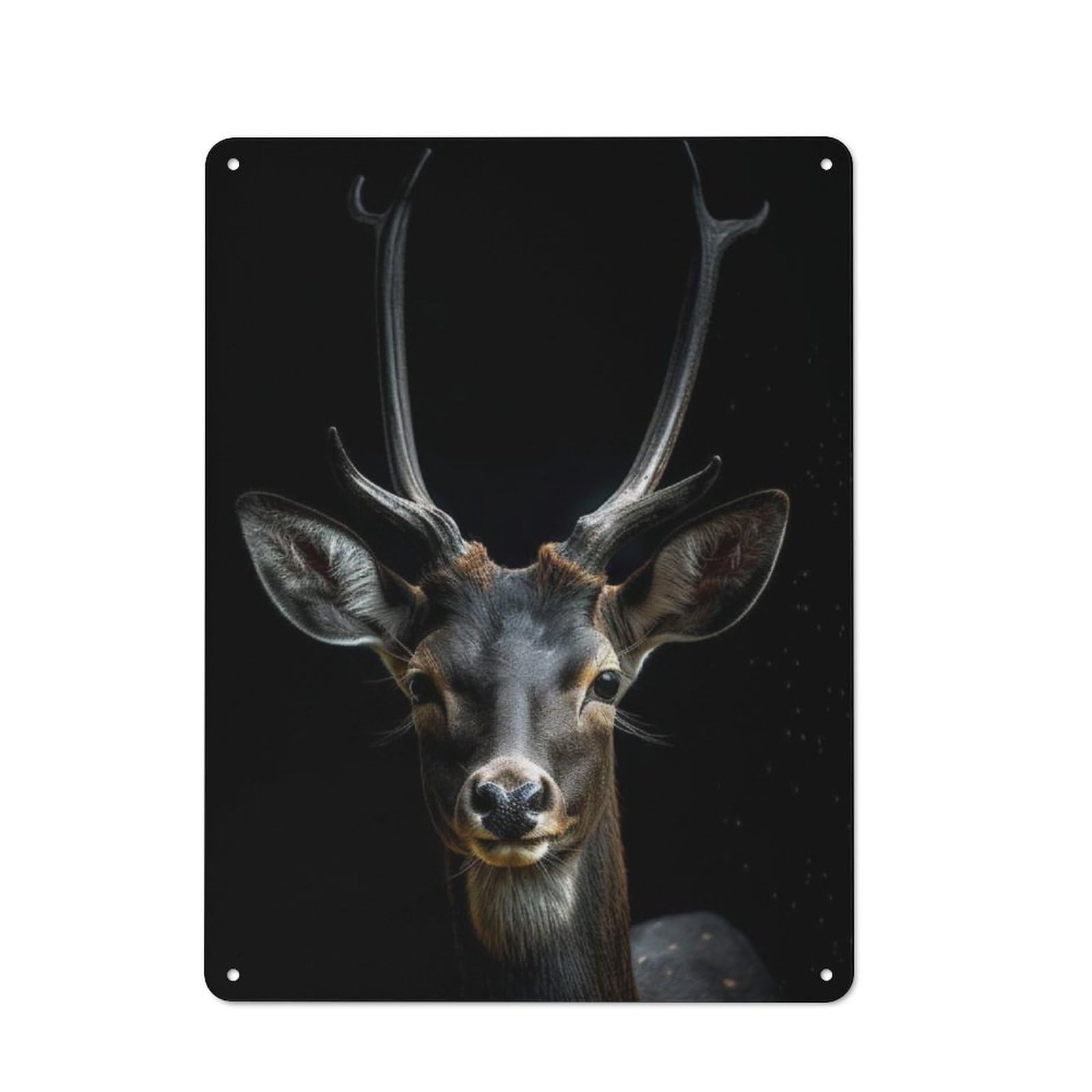 Junmoney Wild Deer Portrait Metal Plaque 40X30cm With For Garage Wall, Rustic Decor, For Winter Interiors And Metal Sign Collectors