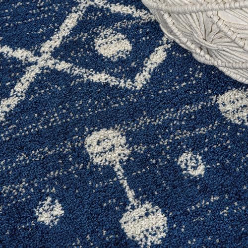 Image of JONATHAN Y Aksil Moroccan Beni Souk Navy /Cream Indoor Area Rug, 3x5, Bohemian, Scandinavian, Easy-Cleaning for Living Room, Bedroom, Kitchen, Pet Friendly, Non-Shedding (MOH208G-3)