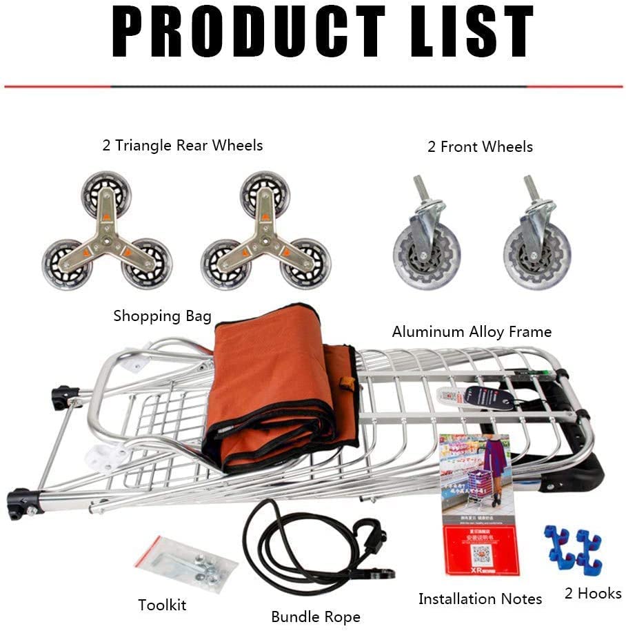 Einkaufstrolley Klappbar Einkaufswagen Sackkarre Faltbarer Rollwagen 35 Kg Tragkraft Drehgriff Einteiliger Aluminium… – Bild 7