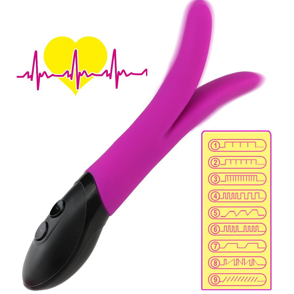 Prodotti per adulti multi-funzione di silicone clitoride G-spot vagina vibratore per le donne, silenzioso biforcuta maschio P-Enis bacchetta massaggiatore stimolare viola/rose rosso,Purple