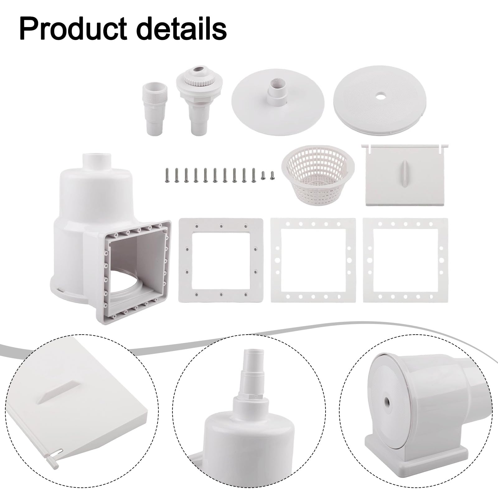 SP1091LX - Kit Skimmer da Parete, 6 Pollici Kit Skimmer Piscina Fuori Terra, Design Passante per Filtrazione Foglie Detriti Superficie(Bianco).