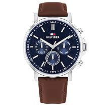 Tommy Hilfiger Orologio Analogico Multifunzione al Quarzo da Uomo con Cinturino in Pelle Marrone – 1710585
