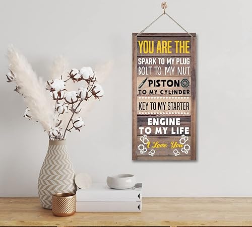 Miniatura 4 de Arte de pared de mecánico rústico "You Are The Engine To My Life", letrero de tuerca de perno, regalo de motociclista y él