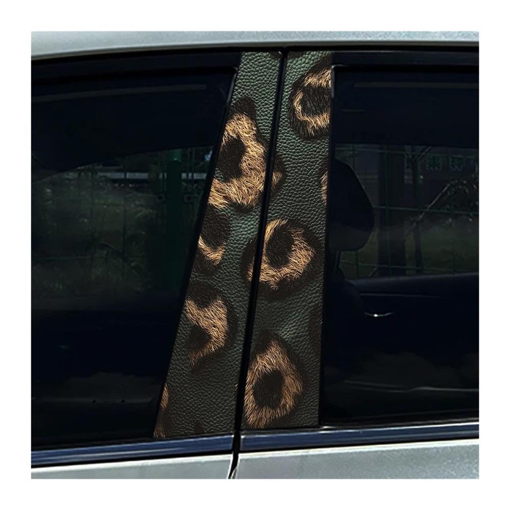 Body Parts 2PCS Leopard Auto B-Pillar Stickers Car Center Column Decoration Cover Scratches Waterproof Decals(C)