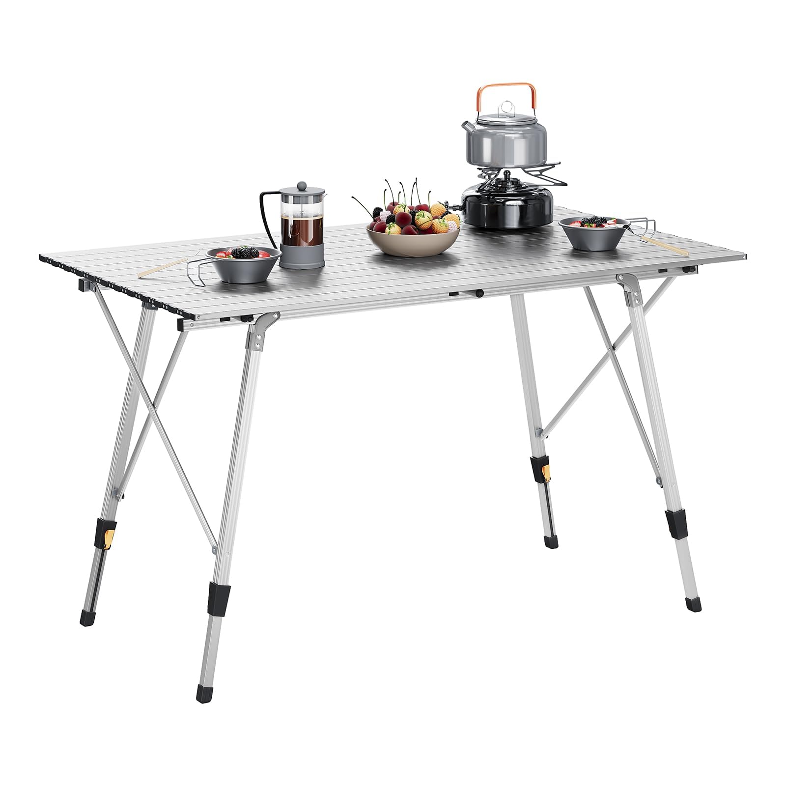WOLTU Tavolo da Campeggio Pieghevole in Alluminio Altezza Regolabile 120x68,5x59/78,5 cm