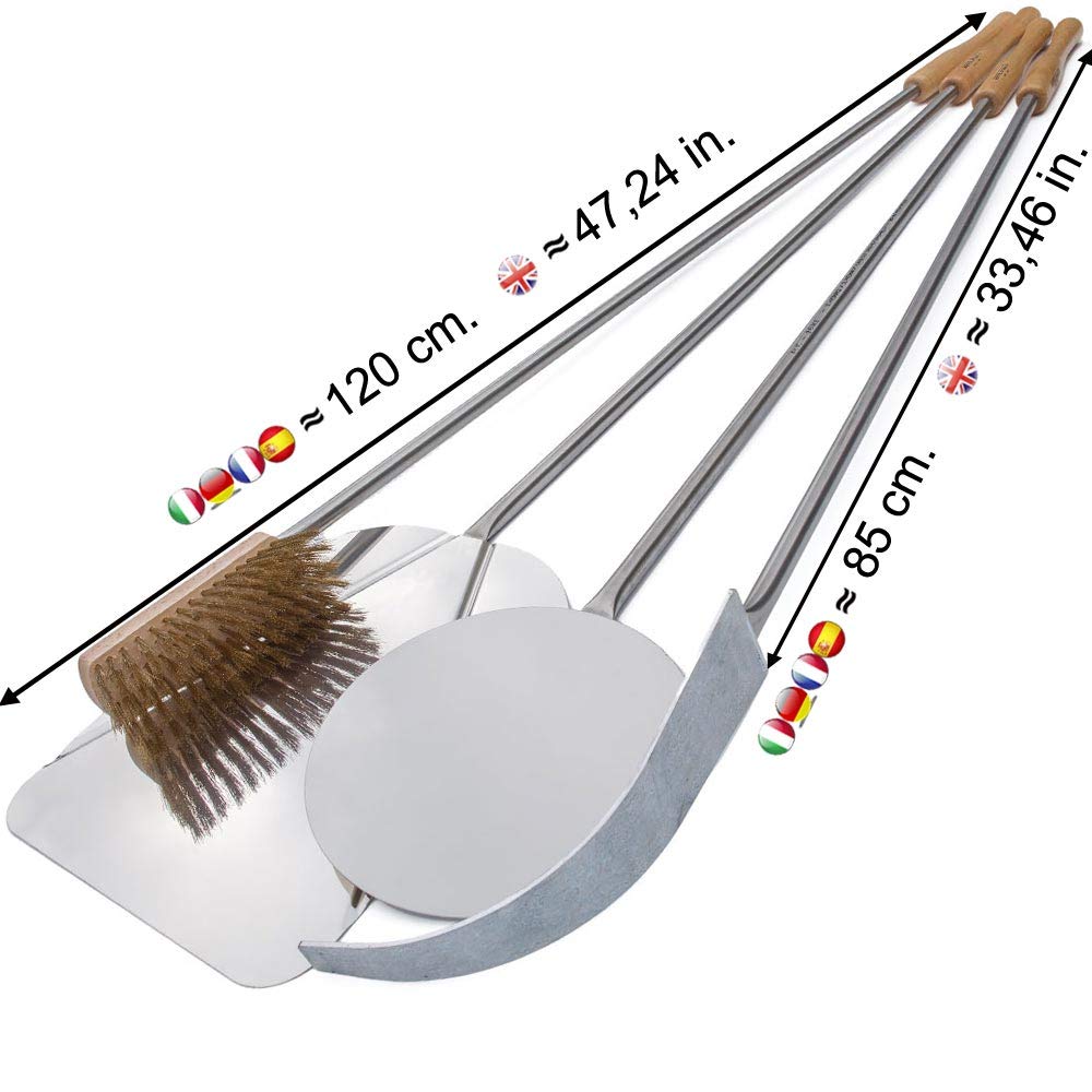 Giemme Set 4 Pale per Pizza in Acciaio Inox – Kit Pale da Forno per Pizza con Manico da 85 cm