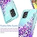 STARSHOP Compatible with Samsung Galaxy A72 5G Case, with [Tempered Glass Screen Protector Included] Liquid Bling Sparkle Floating Glitter Quicksand Diamond Phone Case Girls Women Cute - Aqua/Purple
