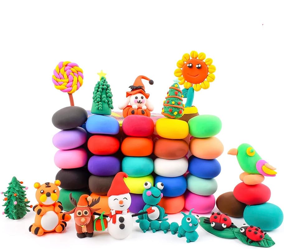 Eclet Paquete de 12 arcillas secas al aire, arcilla suave colorida para niños, manualidades creativas, regalos para niños, multicolor, kit de masilla de espuma esponjosa mágica no tóxica para niños