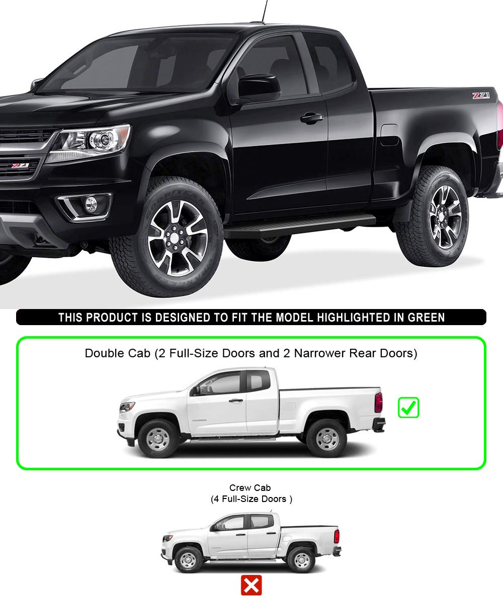 APS 6-inch (Black Powder Coated Flat Style) Running Boards Nerf Bars Side Steps Compatible with Chevy Colorado GMC Canyon 2015-2025 Extended Cab