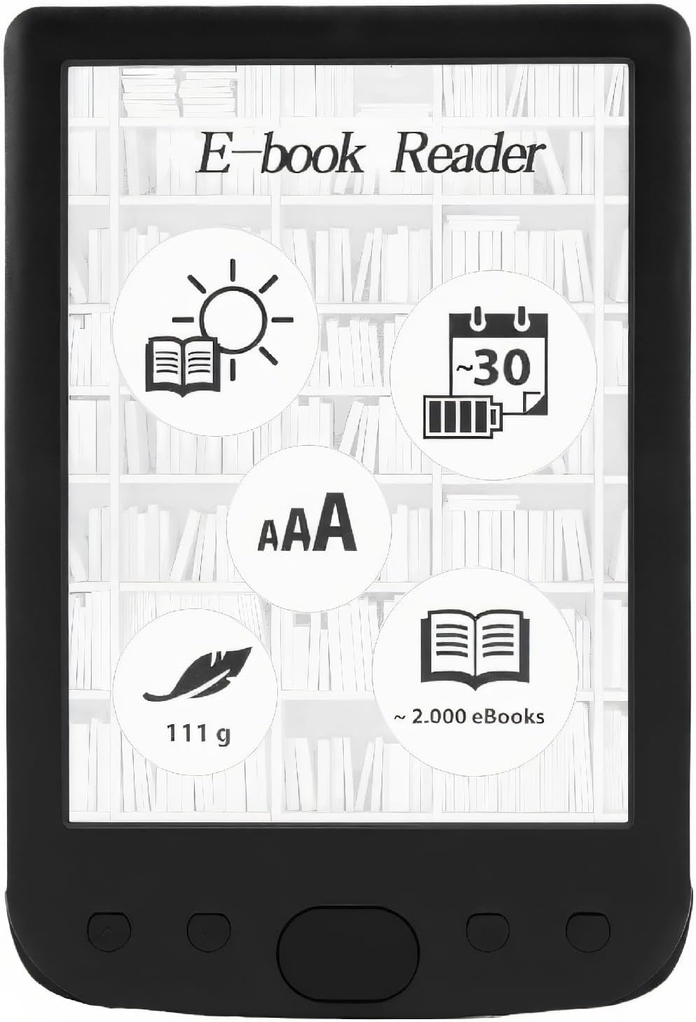 E Book Reader 6 Inch, Lightweight Ereader for Home Use, Eye Friendly Digital Paper Screen with 16GB Storage
