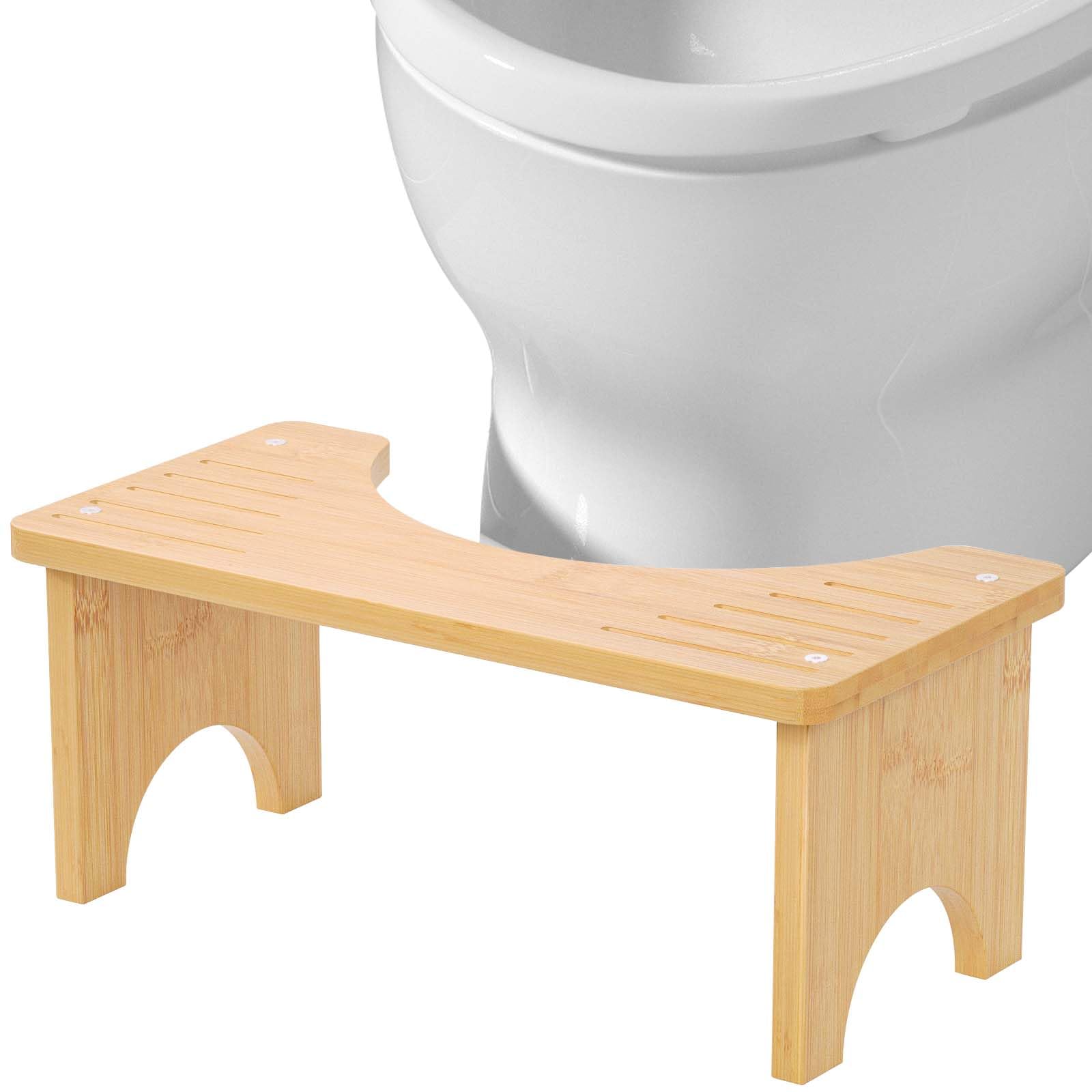 Toilettenhocker aus Bambus, Toilettenhocker für Erwachsene Rutschfester Squatty Potty Hocker, Tragbarer Ergonomischer Klohocker/WC Hocker für Natürliche und Bequeme Ausscheidung