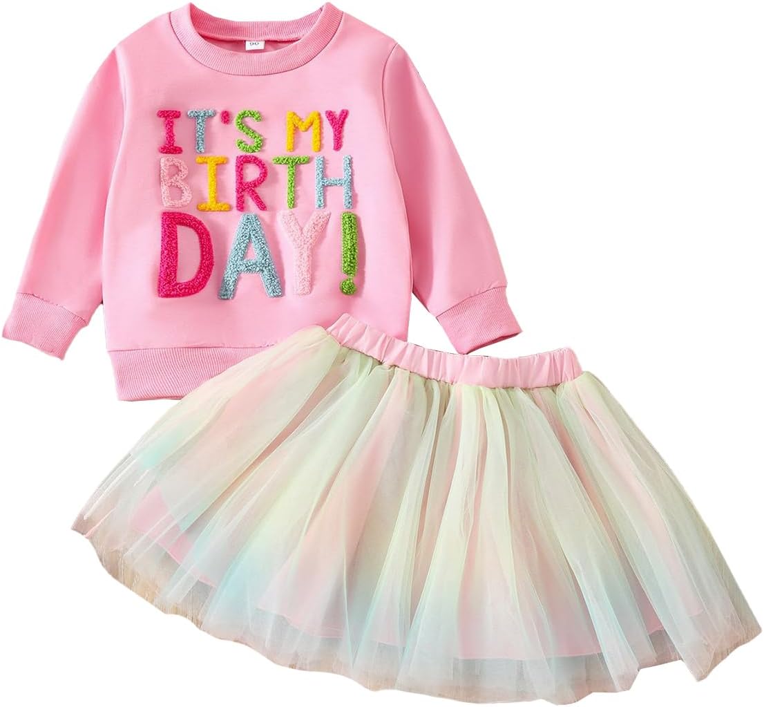 LUVCES Verjaardagsoutfit voor baby's, meisjes, verjaardag, meisjes