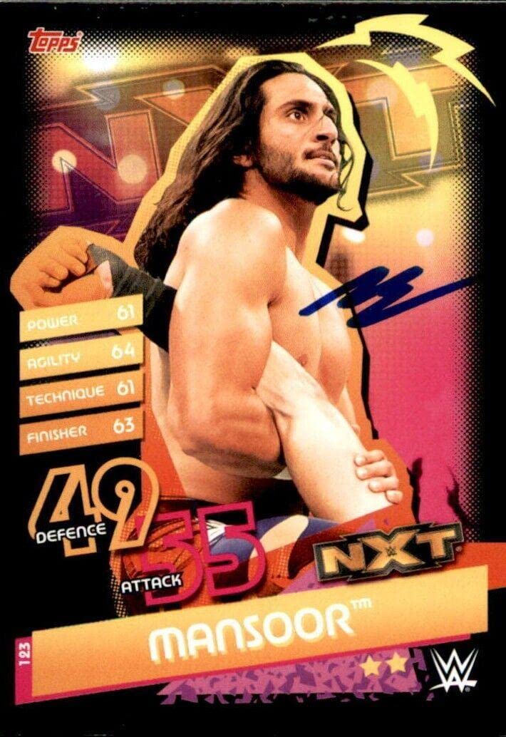 Mansoor Signed 2020 Topps WWE Slam Attax Game Card #123 - Autographed Wrestling Cards