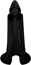 Roupão unissex com capuz de comprimento total para Halloween, capa longa de veludo, fantasia cosplay