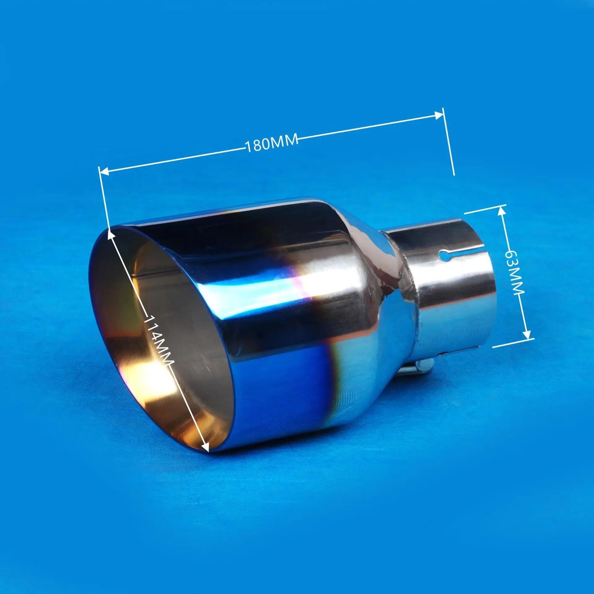 Coda Gola 1pezzo Arriva Universale In Acciaio Inox Vernice Blu Posteriore Tubo Di Scarico Rotondo Marmitta Punta Tubi Di Punta Auto Tubo Scarico(63 IN-114 OUT)