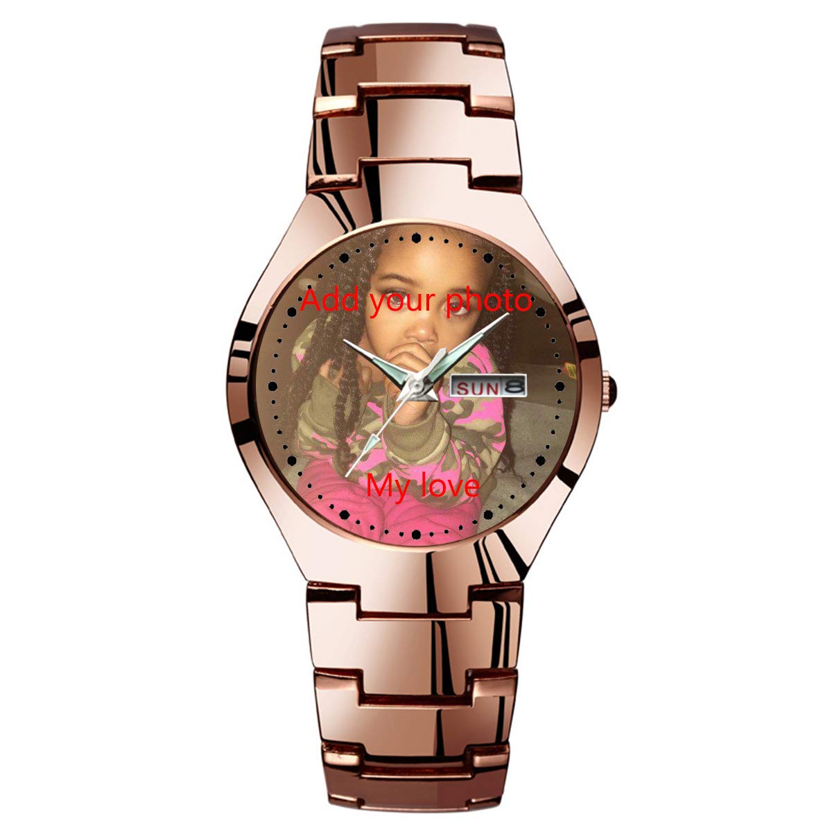 GIRLSIGHTPersonalized Watch Custom Watches with Photo Picture Watch for Men, Personalized Fathers Family Women Mens Couples Gift for Husband Or Dad 001