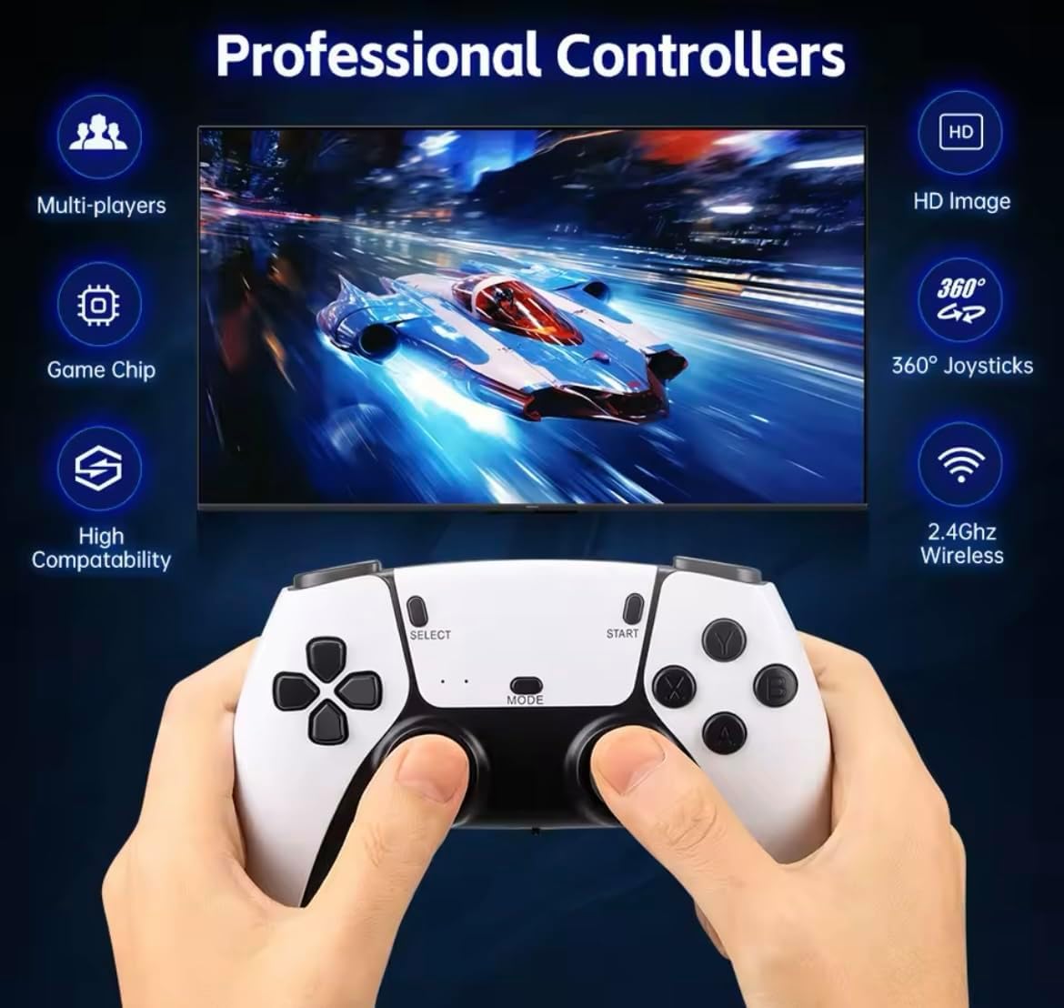 Console Rétrogaming Game Stick Pro – 22 000+ Jeux – 2 Manettes Sans Fil – Plug & Play HDMI – Cadeau Vintage