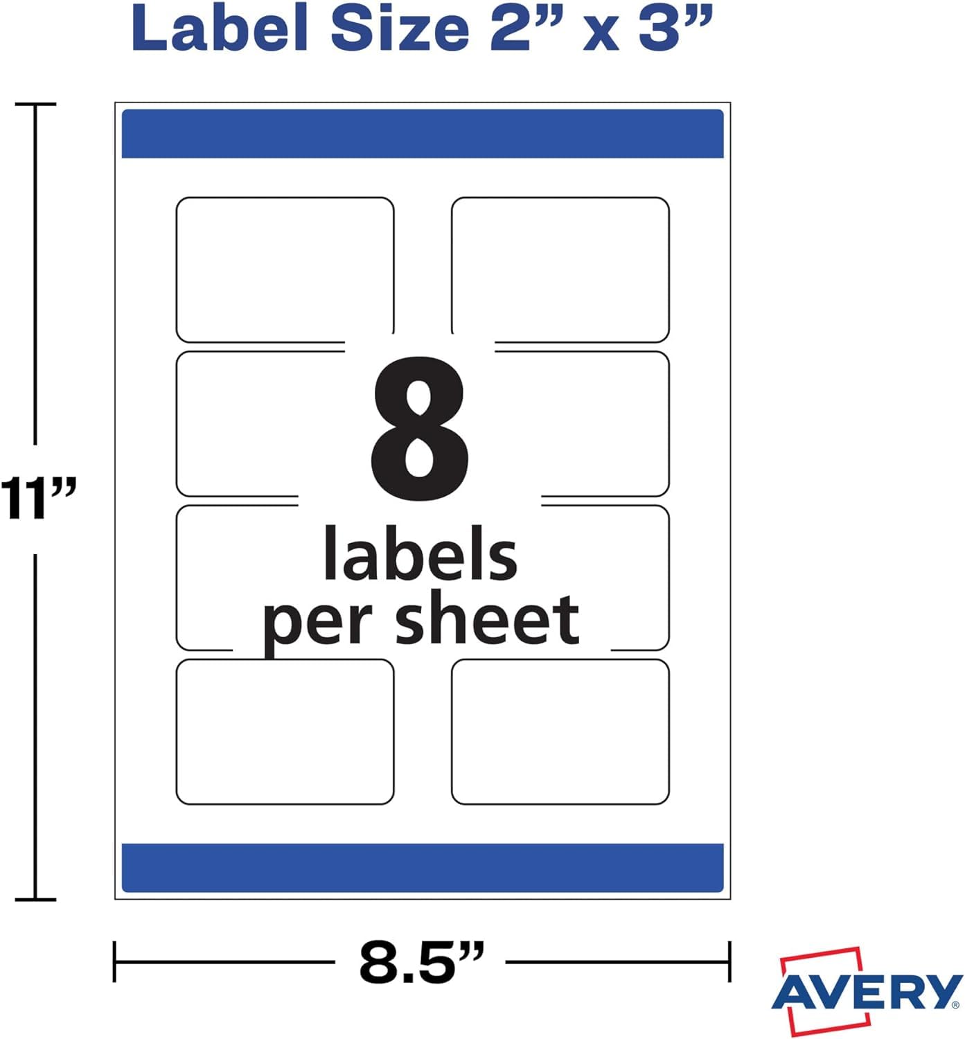 Avery Etiquetas rectangulares en blanco imprimibles, 2 x 3 pulgadas, transparente brillante, 80 etiquetas personalizables (22822), paquete de 2