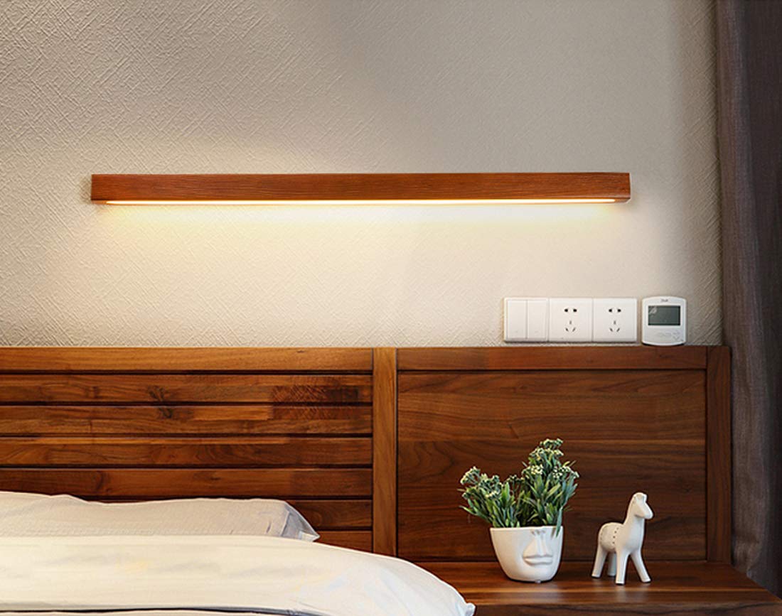 Dimmbar Wandleuchte Wandlampe LED Holz Modern Korridor Flur Minimalistisch Rechteck Design Downlight, 11W, 770lm, Wandlichter für Balkon Schlafzimmer Aisle Veranda Treppen Arbeitszimmer, L60cm (B)