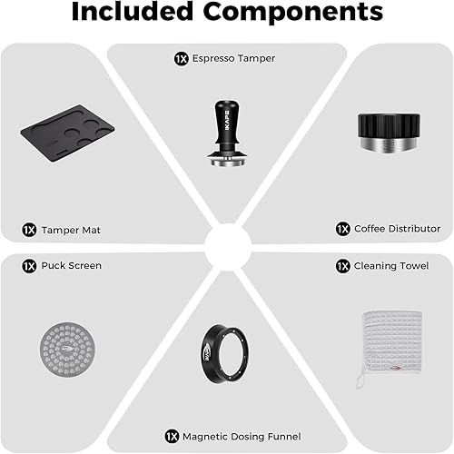 Miniatura 3 de IKAPE Juego de manipulación de café de 2.087 in, color negro, 6 en 1, expreso, distribuidor, embudo dosificador magnético, alfombrilla de silicona,