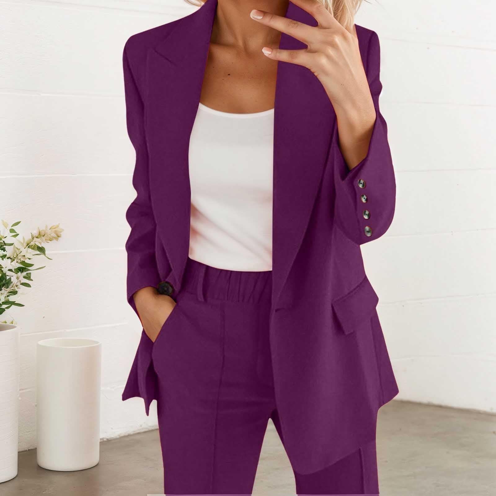 Generisch Eleganckie kombinezony damskie do garnituru, jednokolorowe, streetwear, dwuczęściowy, biznesowe, nowoczesne spodnie do garnituru, krój slim fit, sportowy strój biurowy, elegancki, 2