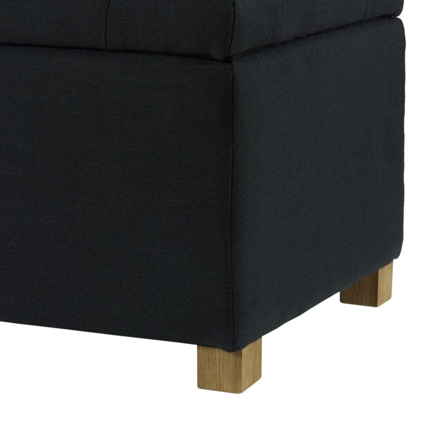 Image of MODERN WAVE Ashlee 50 inch Large Fabric Upholstered Flip Top Storage Bench 3 Seater Sofa Couch Pouffe Sofa Bench Ottoman for Living Room, Bedroom, Office. (Black)