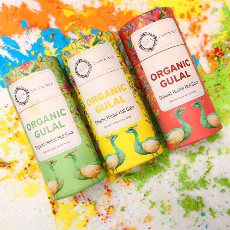 Blessing Decor Joyful Holi Treat - Kajoor Oreo Cake Sweet Celebrations (200 Grams) with 3 Vibrant Herbal Gulal Colors - Skin Friendly 100% pure And Natural Gulal 3